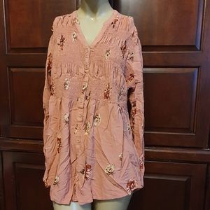 Torrid rose blouses long sleeves and v-neck